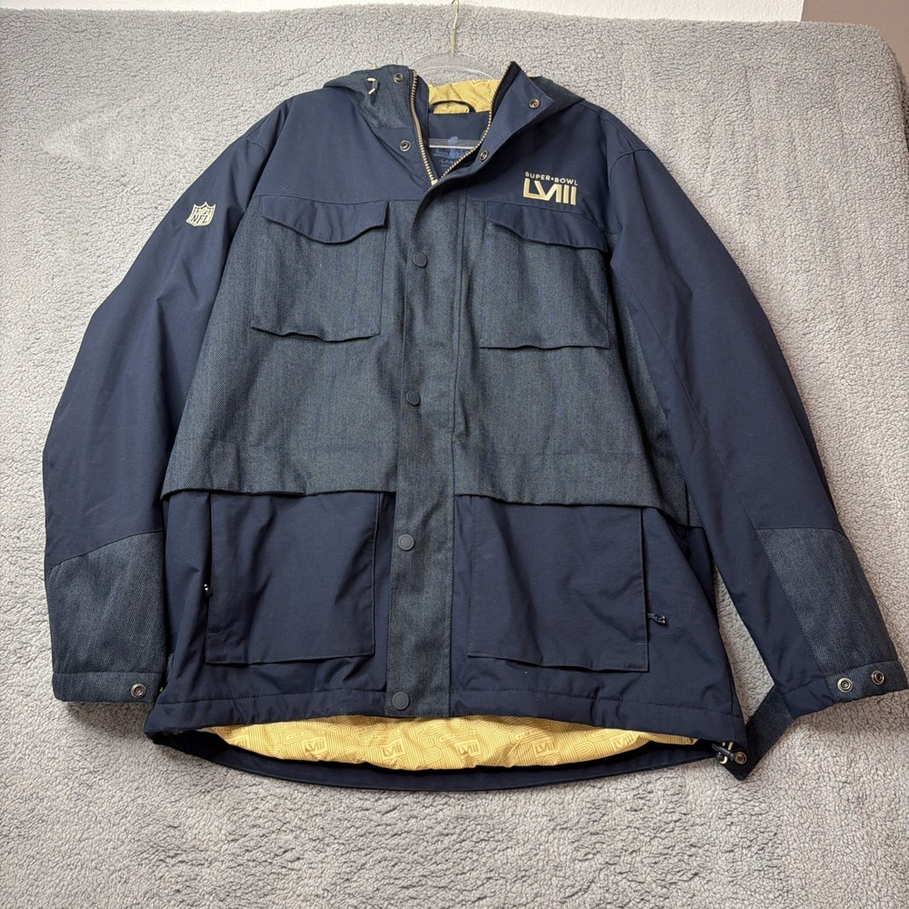 LIMITED Super Bowl 58 LVIII Las Vegas Jacket Blue NFL Coat Size Large